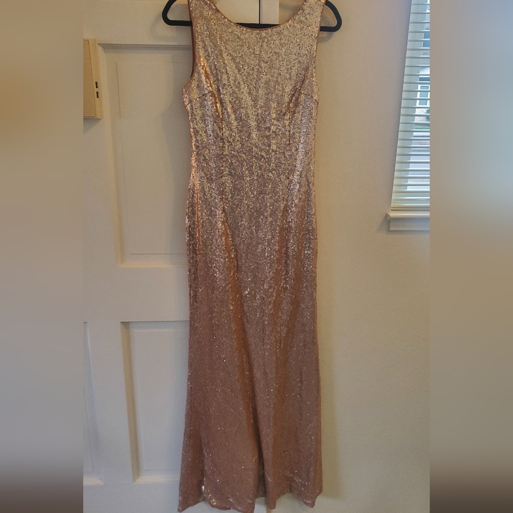 Lulu's Rose Gold Sequin Prom Dress